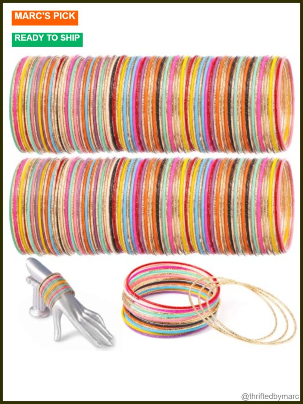 300 Pack Shimmering Indian Bangle Set Stackable Bracelets for Women